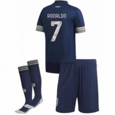 Форма Ювентуса гостевая детская номер 7 Роналду сезон 2020-2021 (футболка + шорты + гетры)