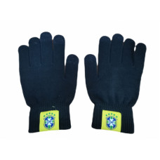 Сборная Бразилии перчатки вязаные сенсорные чёрные