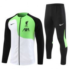 Ливерпуль детский спортивный костюм сезона 2022-2023 бело-чёрный с салатовым