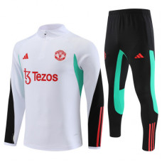 Манчестер Юнайтед тренировочный костюм 2023-2024 бело-чёрный с красным и бирюзовым