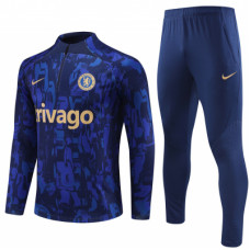 Челси тренировочный костюм 2023-2024 синий с узорами