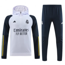 Реал Мадрид спортивный костюм с толстовкой 2023-2024 тёмно-синий с белым